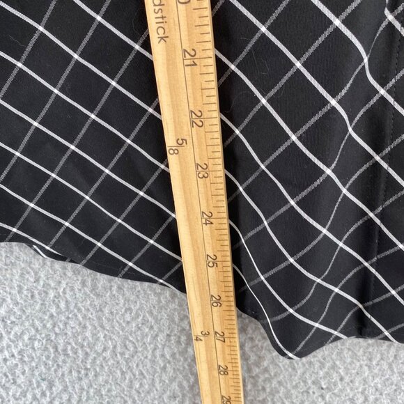 Chicos Top Womens 0.5 US Small Black No Iron Sateen Wing Collar Windowpane NWT - Picture 8 of 10